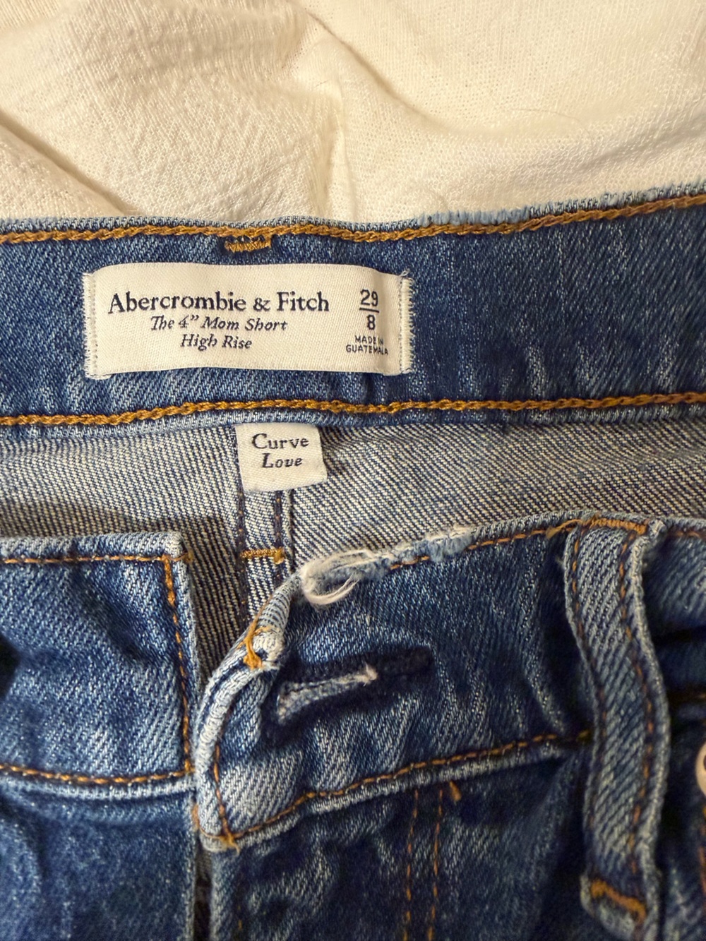 Abercrombie & Fitch Distressed High-Rise Denim Shorts - Blue - Picture 2 of 2